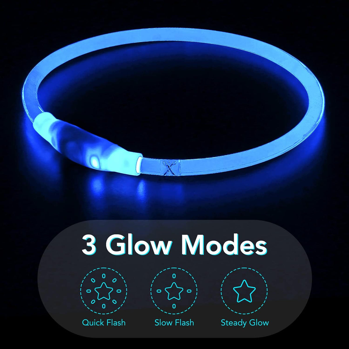 Light Up Dog Collar, USB Rechargeable LED Glow, Pink