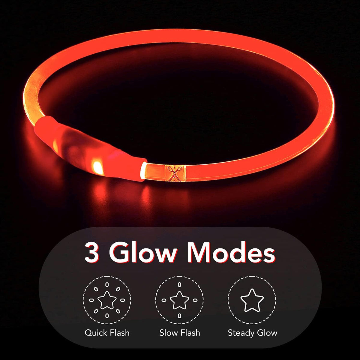 Light Up Dog Collar, USB Rechargeable LED Glow, Pink
