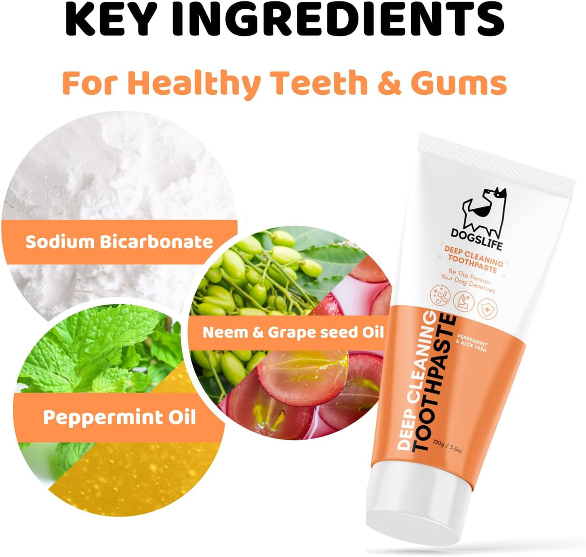 Dog Toothbrush with Toothpaste | Approved Dog Dental Kit | Triple Headed Deep Cleaning Toothbrush for Dogs + 100% Natural Tooth-Paste | Freshen Breathe & Remove Plaque (Dental Kit)