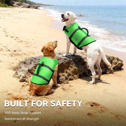 Dog Life Vest Rip Stop Dog Swim Vest, M, Bright Green