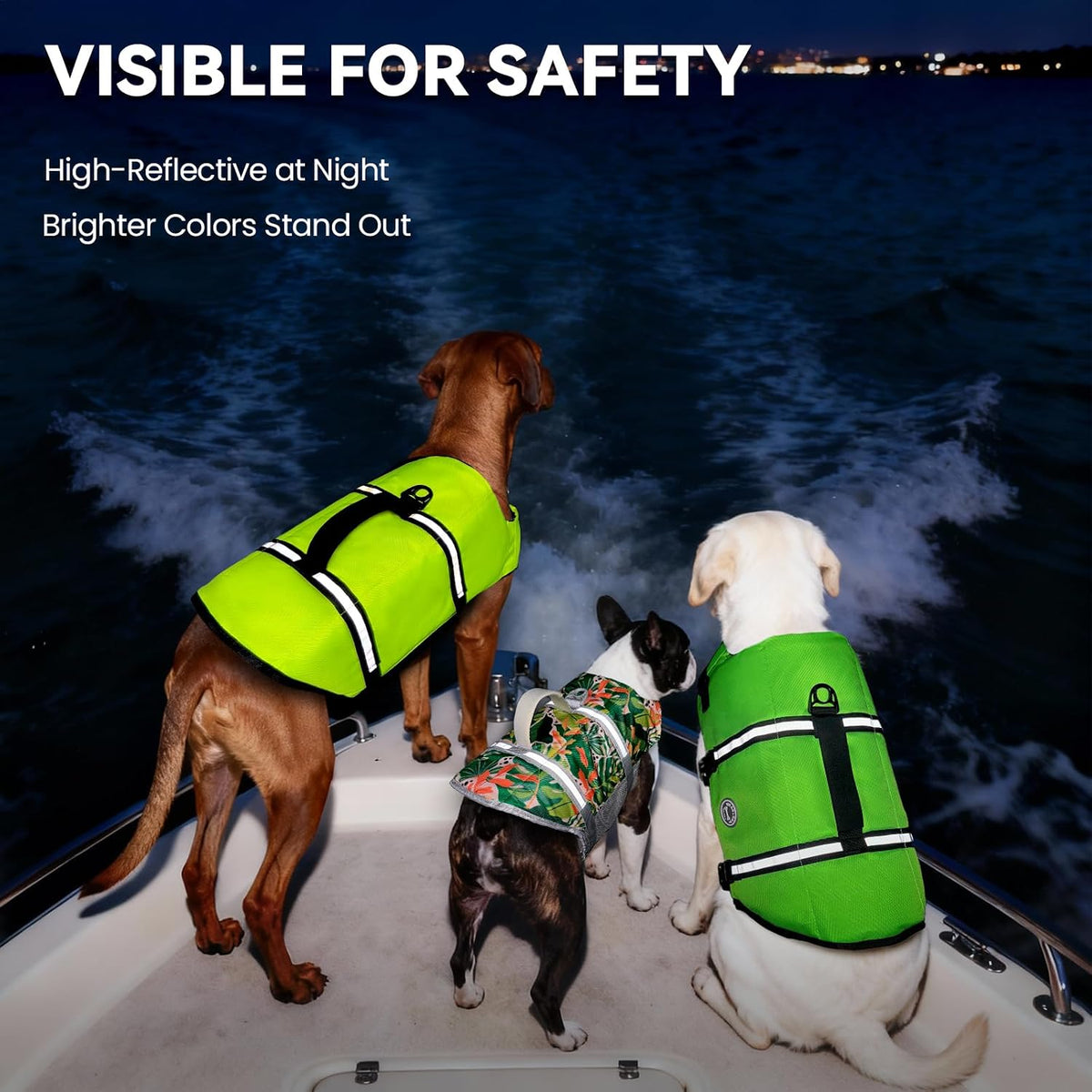 Dog Life Vest Rip Stop Dog Swim Vest, M, Bright Green