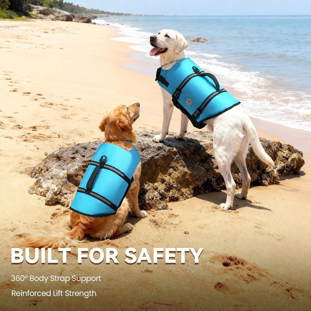 Dog Life Vest Rip Stop Dog Swim Vest, M, Bright Green