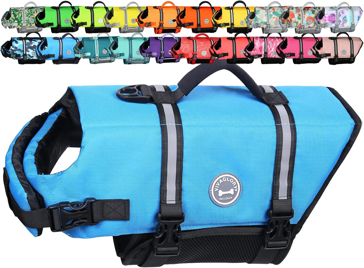 Dog Life Vest Rip Stop Dog Swim Vest, M, Bright Green