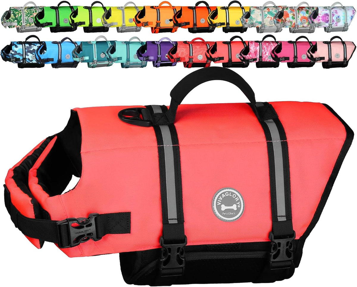 Dog Life Vest Rip Stop Dog Swim Vest, M, Bright Green