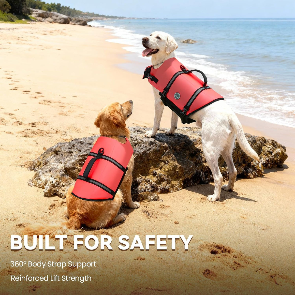Dog Life Vest Rip Stop Dog Swim Vest, M, Bright Green