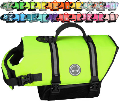 Dog Life Vest Rip Stop Dog Swim Vest, M, Bright Green
