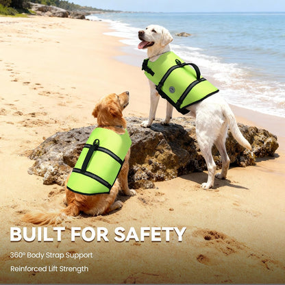 Dog Life Vest Rip Stop Dog Swim Vest, M, Bright Green
