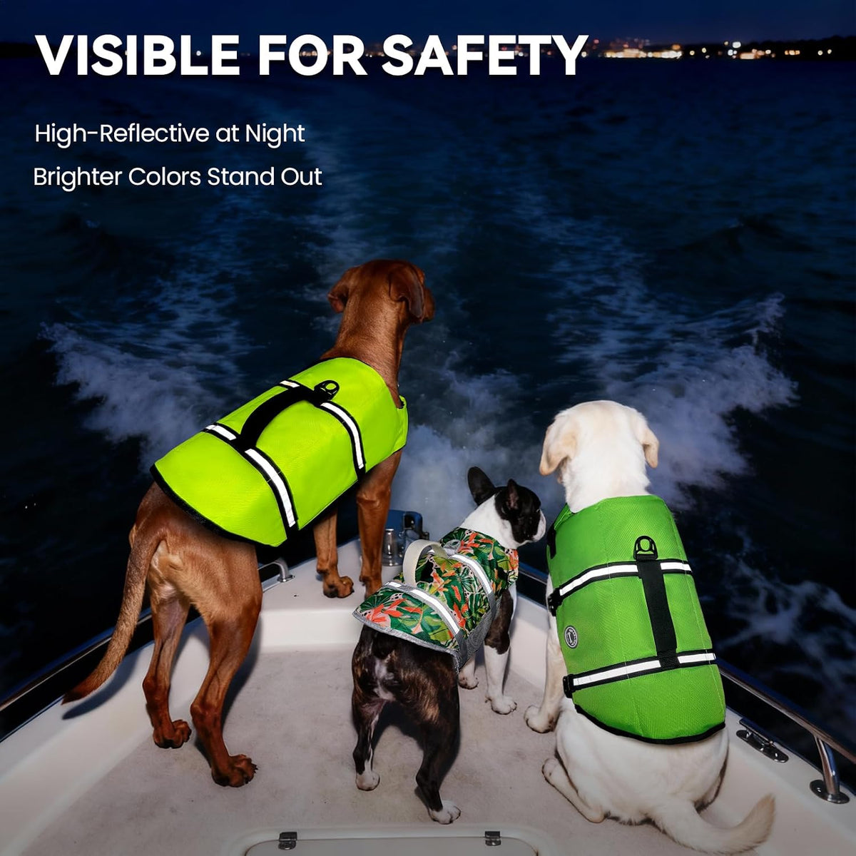 Dog Life Vest Rip Stop Dog Swim Vest, M, Bright Green