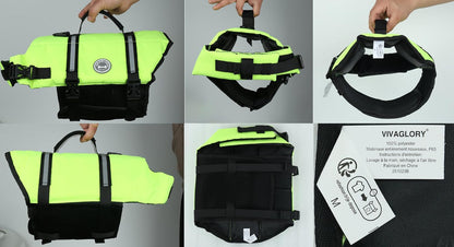Dog Life Vest Rip Stop Dog Swim Vest, M, Bright Green