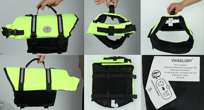 Dog Life Vest Rip Stop Dog Swim Vest, M, Bright Green