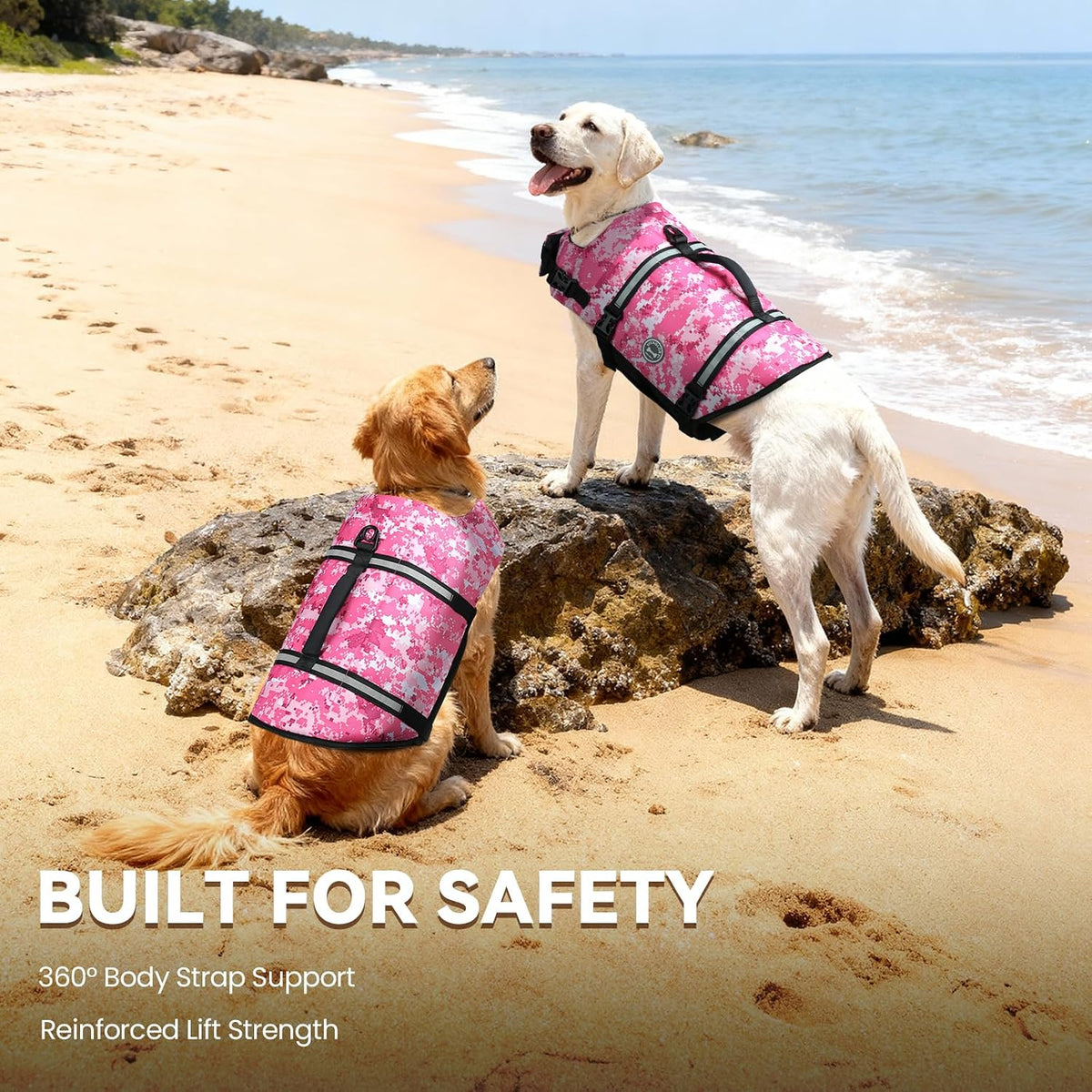 Dog Life Vest Rip Stop Dog Swim Vest, M, Bright Green