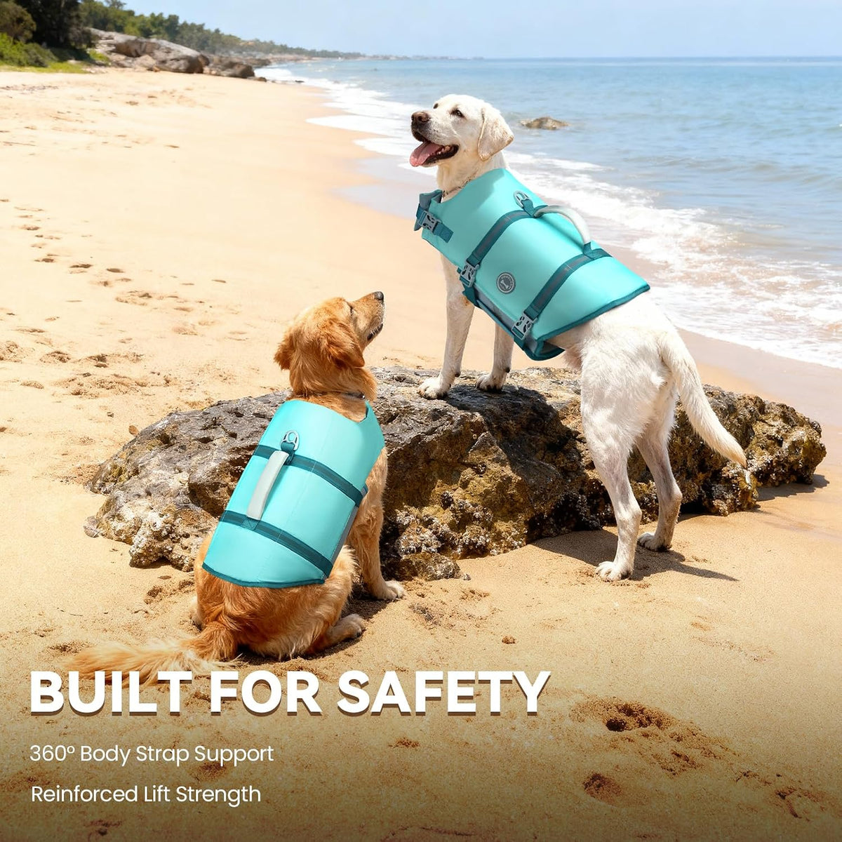 Dog Life Vest Rip Stop Dog Swim Vest, M, Bright Green