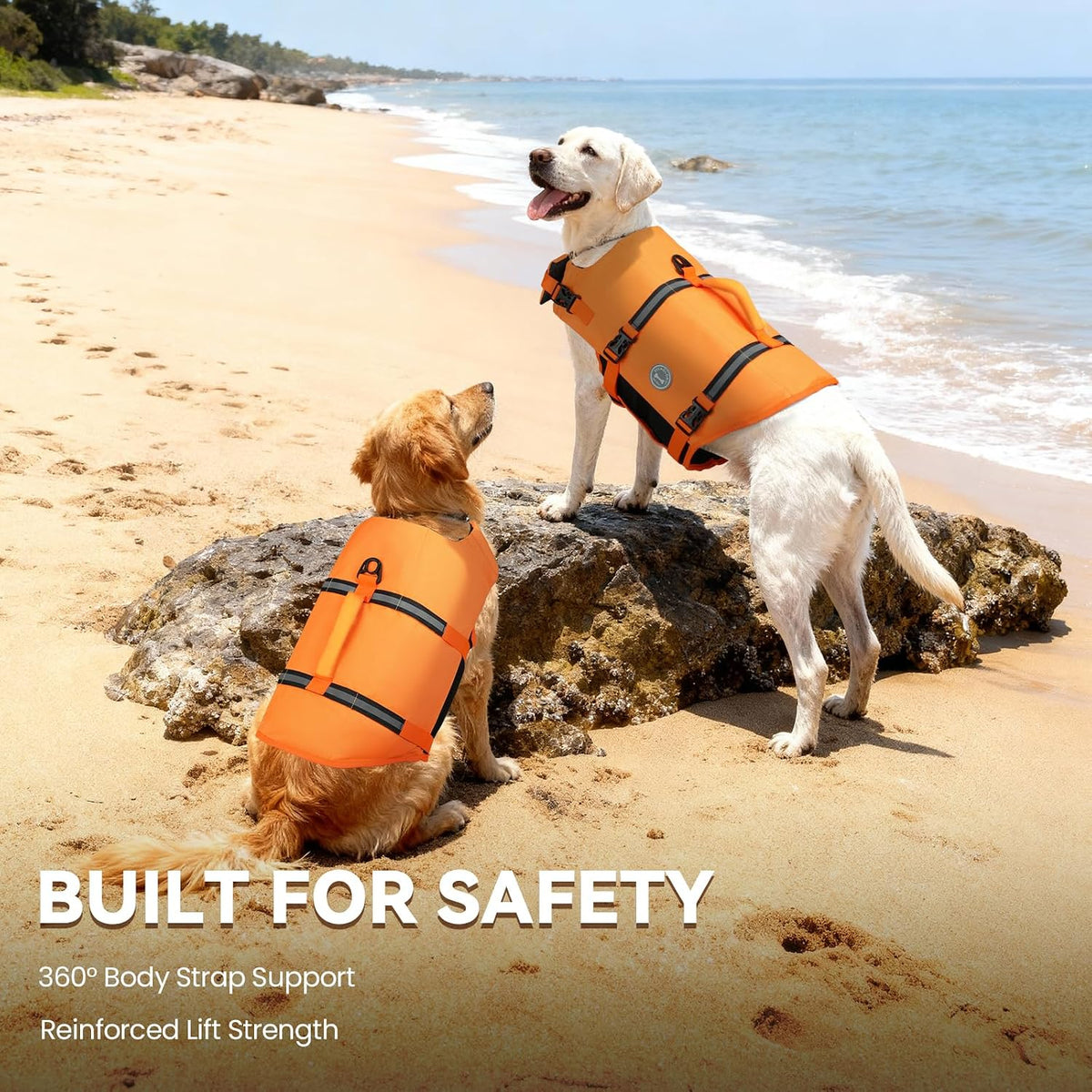 Dog Life Vest Rip Stop Dog Swim Vest, M, Bright Green
