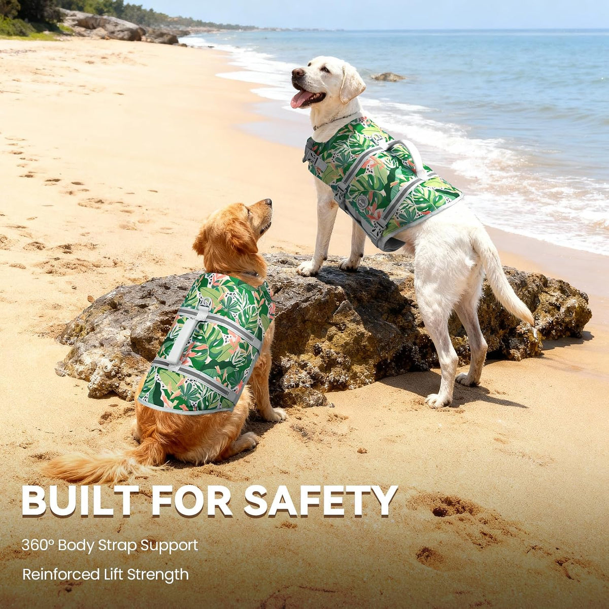 Dog Life Vest Rip Stop Dog Swim Vest, M, Bright Green