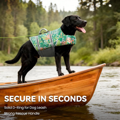 Dog Life Vest Rip Stop Dog Swim Vest, M, Bright Green