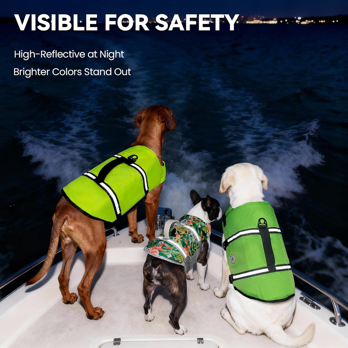 Dog Life Vest Rip Stop Dog Swim Vest, M, Bright Green