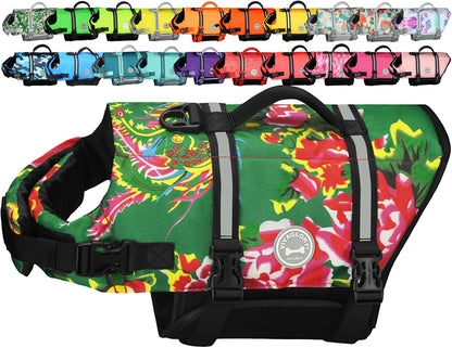 Dog Life Vest Rip Stop Dog Swim Vest, M, Bright Green