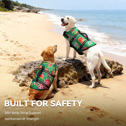 Dog Life Vest Rip Stop Dog Swim Vest, M, Bright Green