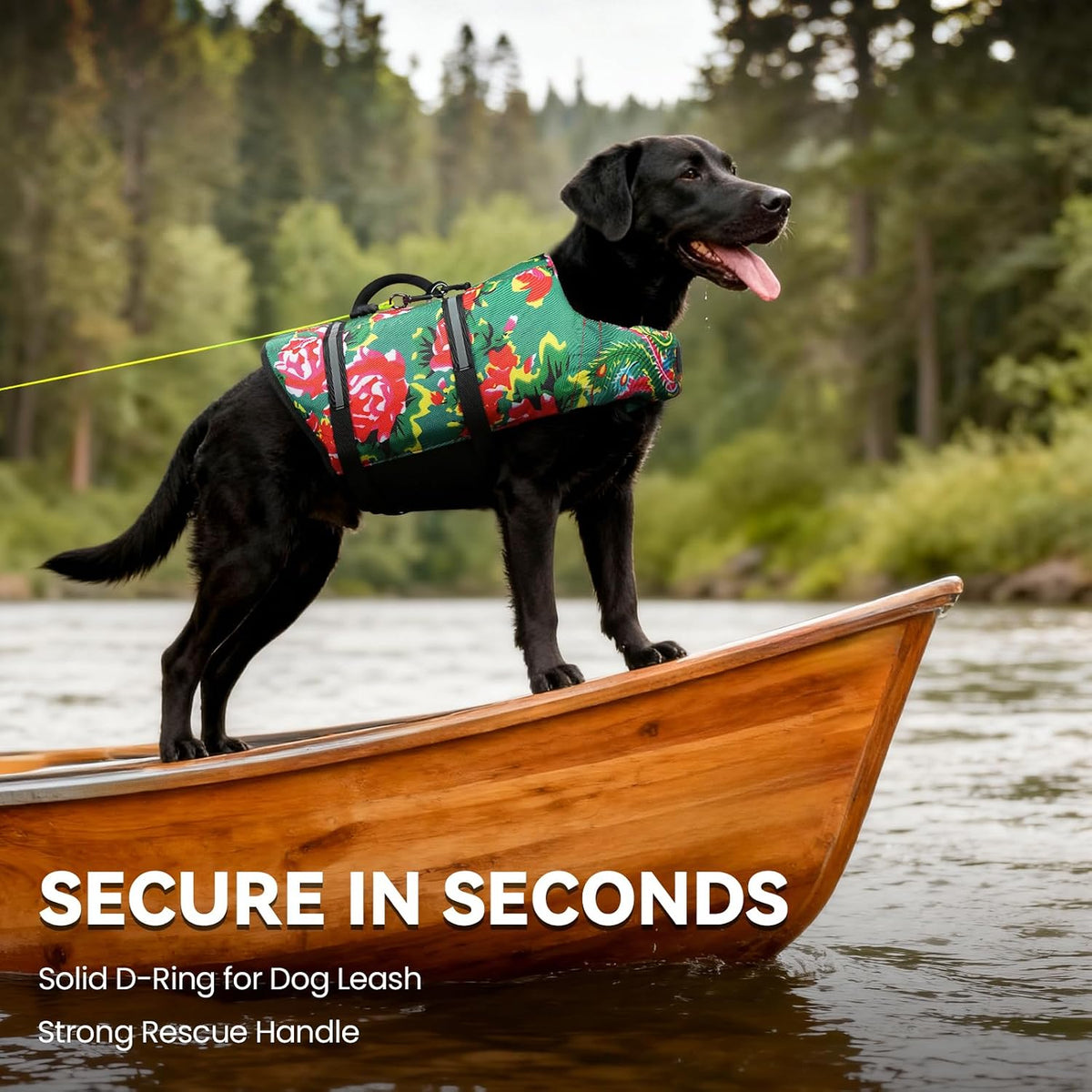 Dog Life Vest Rip Stop Dog Swim Vest, M, Bright Green