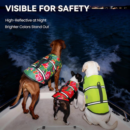 Dog Life Vest Rip Stop Dog Swim Vest, M, Bright Green