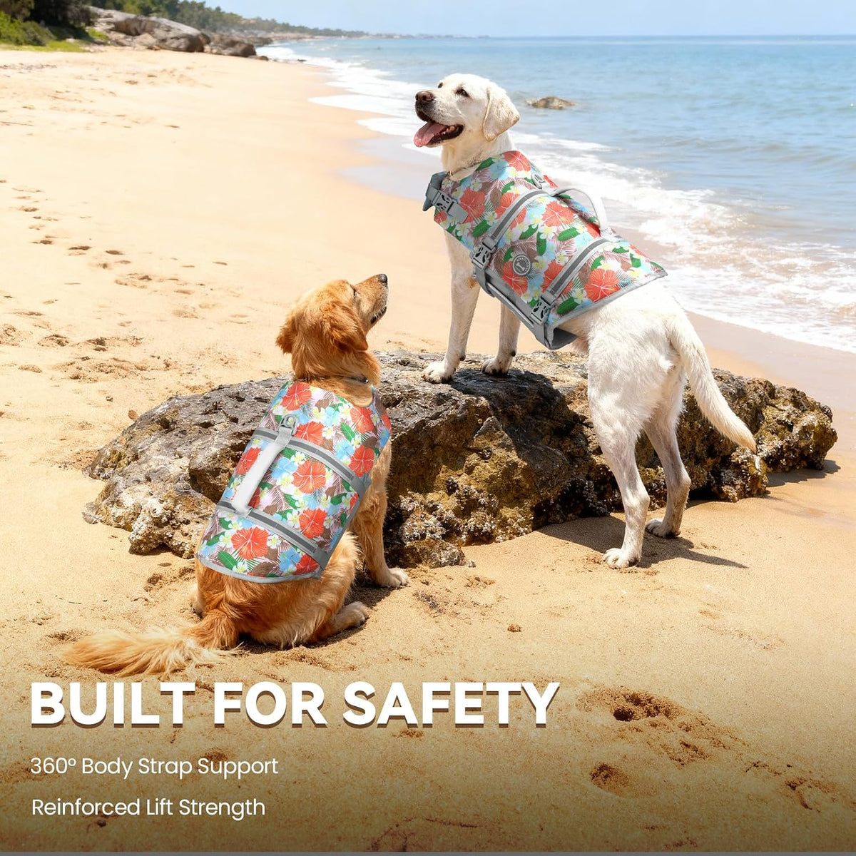 Dog Life Vest Rip Stop Dog Swim Vest, M, Bright Green