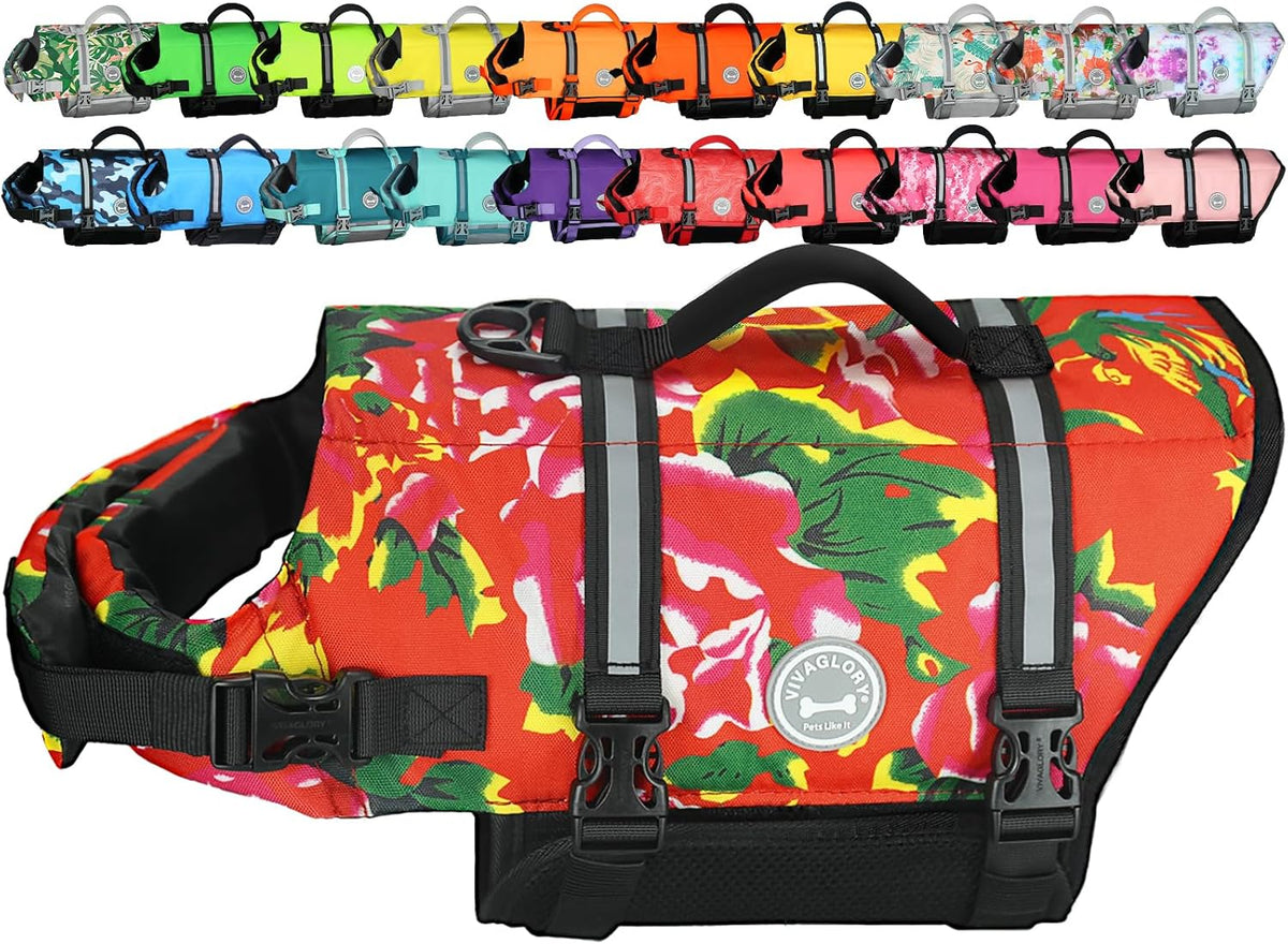 Dog Life Vest Rip Stop Dog Swim Vest, M, Bright Green