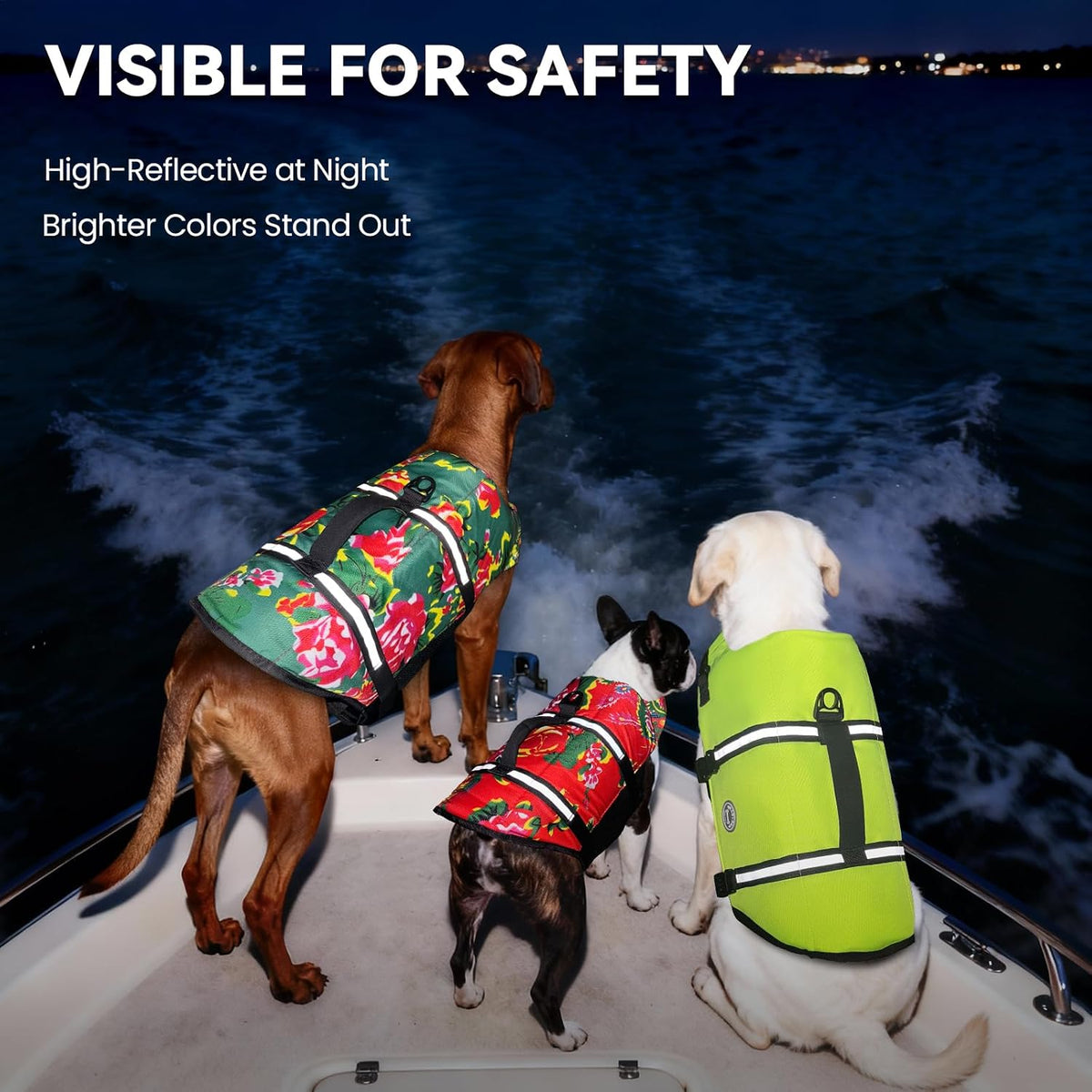 Dog Life Vest Rip Stop Dog Swim Vest, M, Bright Green