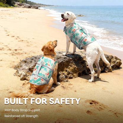 Dog Life Vest Rip Stop Dog Swim Vest, M, Bright Green