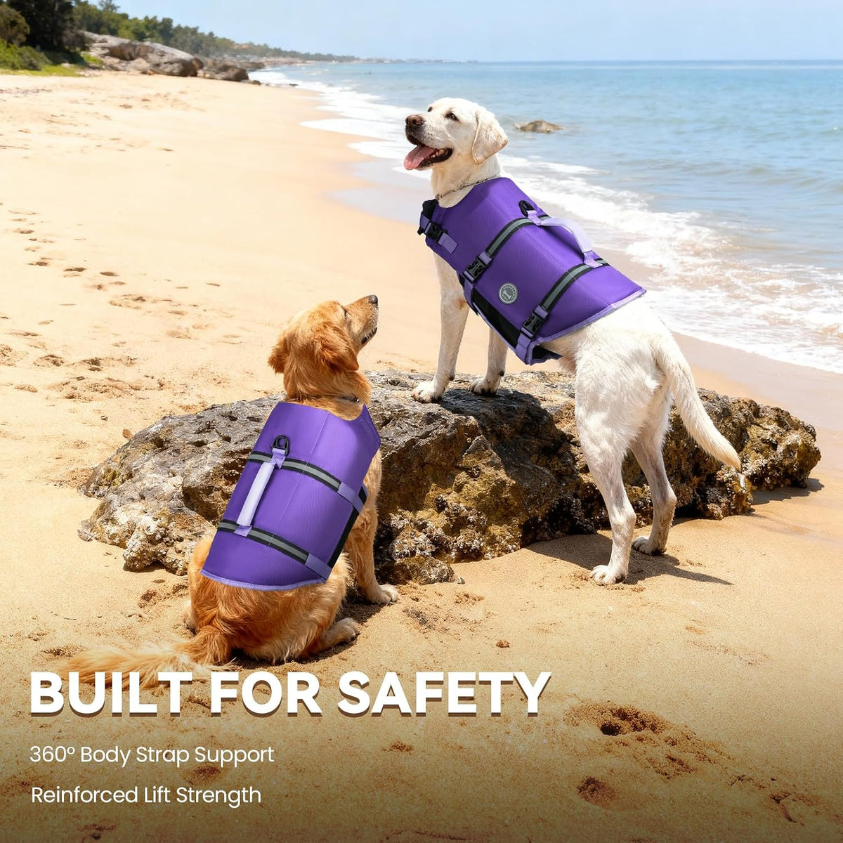 Dog Life Vest Rip Stop Dog Swim Vest, M, Bright Green