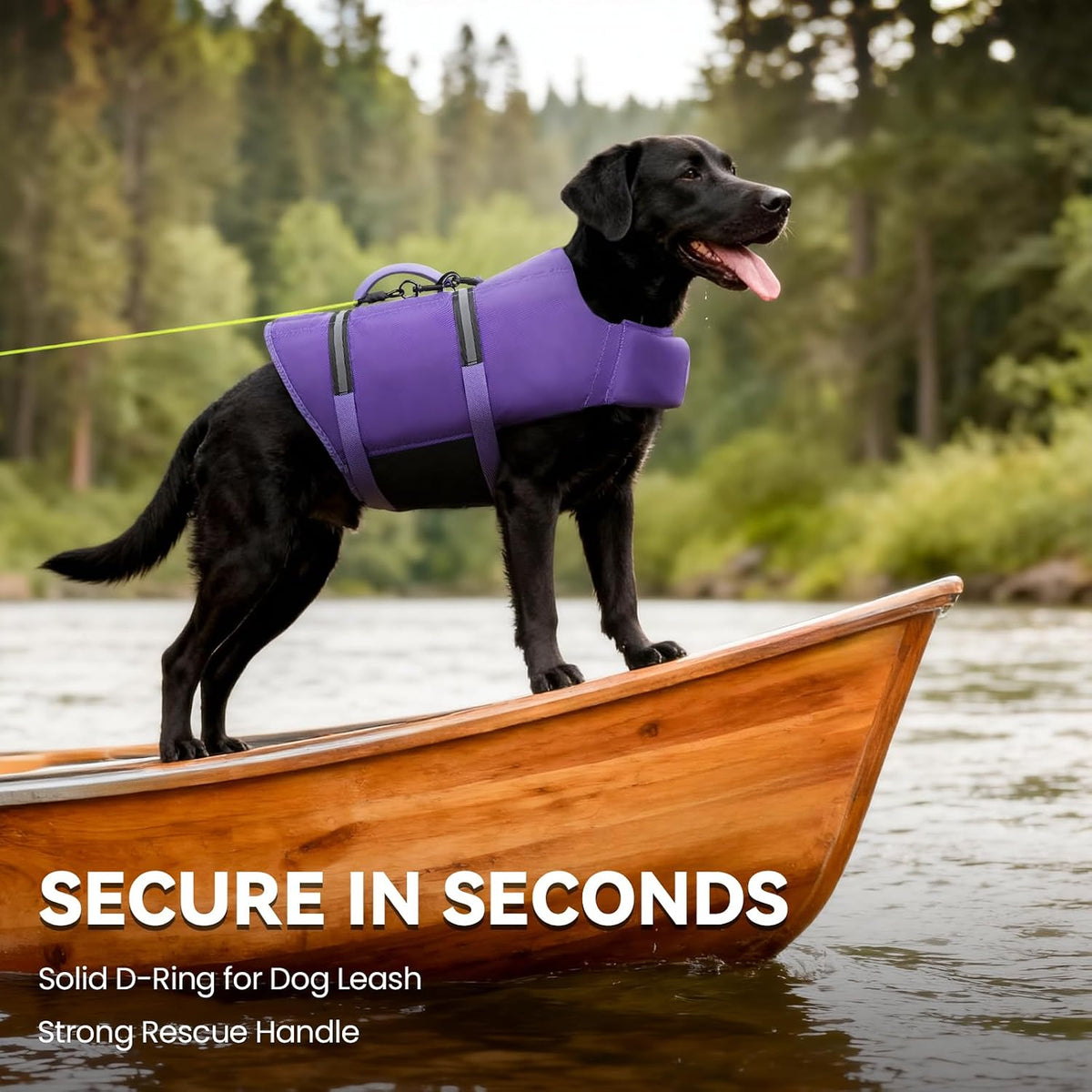Dog Life Vest Rip Stop Dog Swim Vest, M, Bright Green