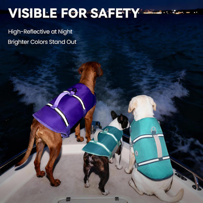 Dog Life Vest Rip Stop Dog Swim Vest, M, Bright Green