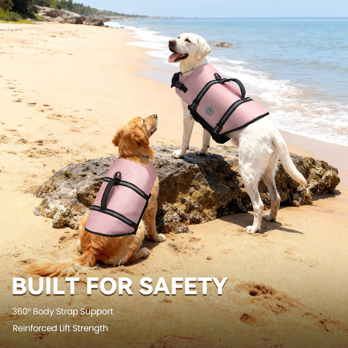 Dog Life Vest Rip Stop Dog Swim Vest, M, Bright Green