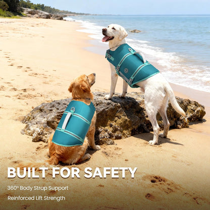 Dog Life Vest Rip Stop Dog Swim Vest, M, Bright Green