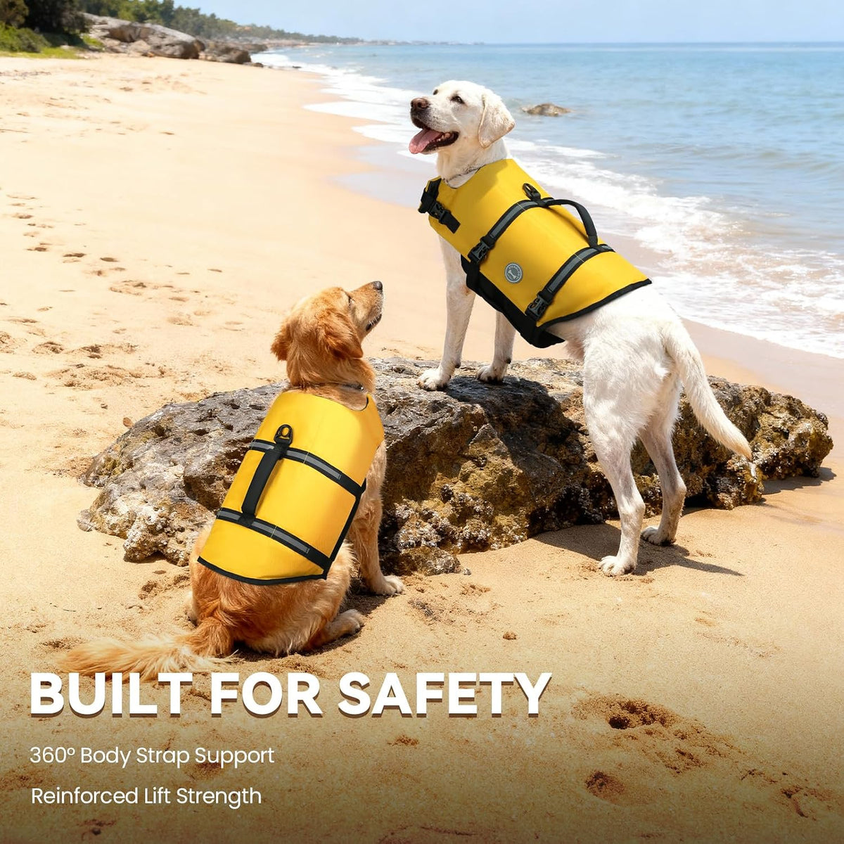 Dog Life Vest Rip Stop Dog Swim Vest, M, Bright Green