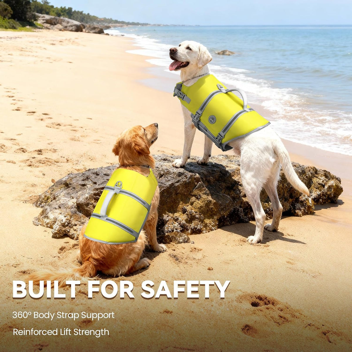 Dog Life Vest Rip Stop Dog Swim Vest, M, Bright Green