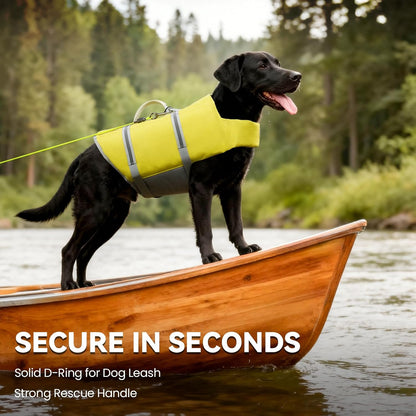 Dog Life Vest Rip Stop Dog Swim Vest, M, Bright Green