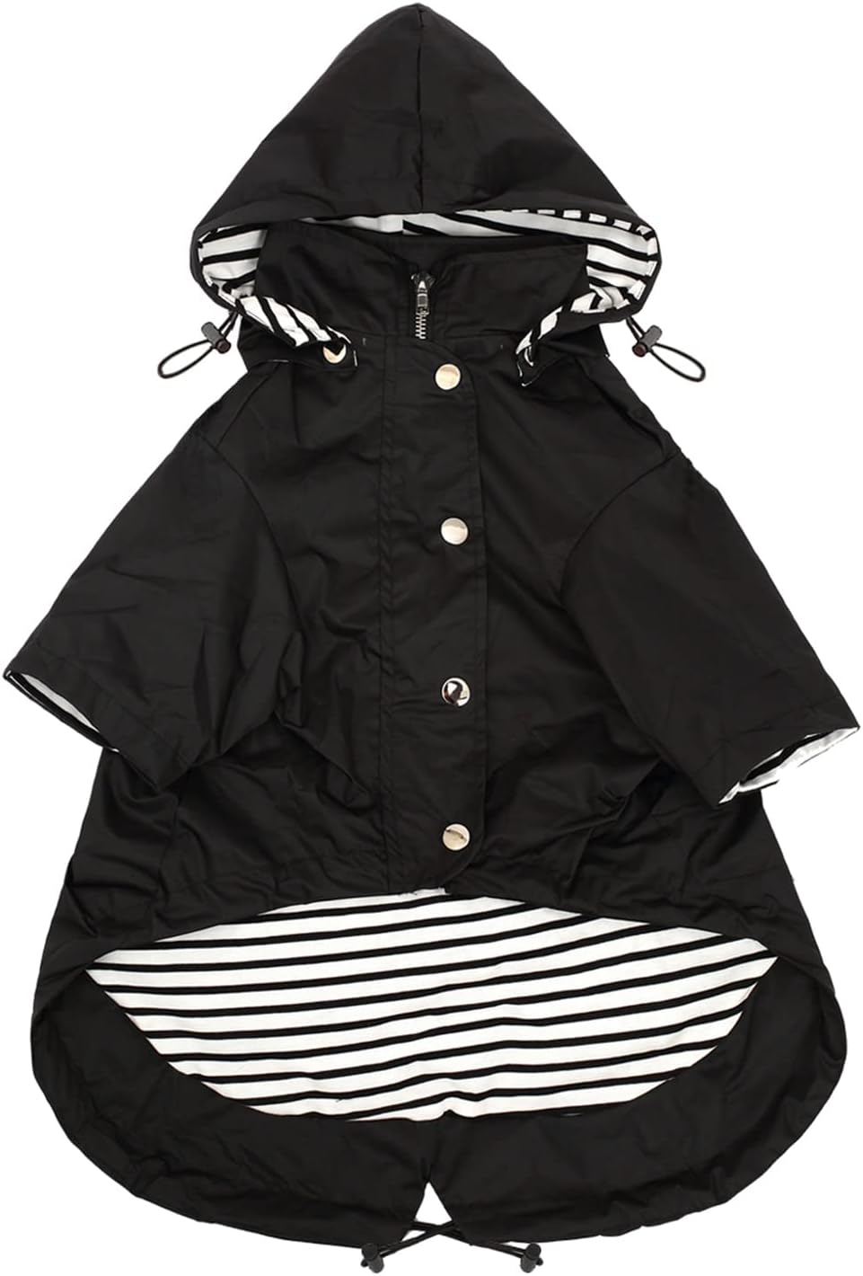 Dog Zip Up Raincoat with Reflective Buttons, Rain/Water Resistant, Adjustable Drawstring, Removable Hood, Raincoats with Legs 8lbs to 80lbs Available - Yellow - L