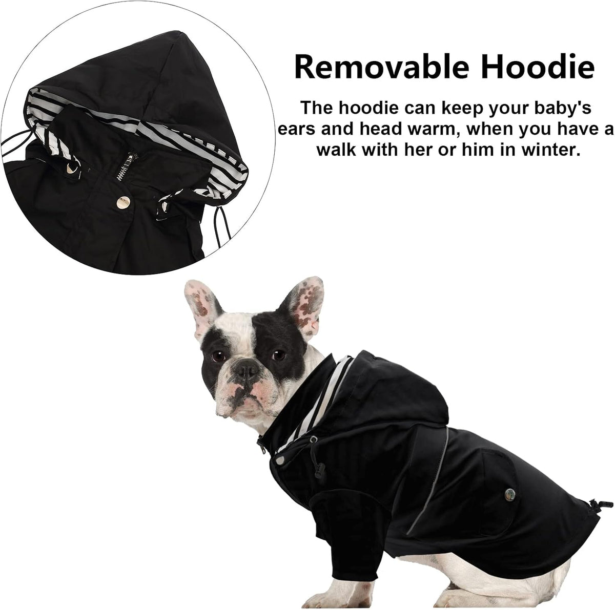 Dog Zip Up Raincoat with Reflective Buttons, Rain/Water Resistant, Adjustable Drawstring, Removable Hood, Raincoats with Legs 8lbs to 80lbs Available - Yellow - L