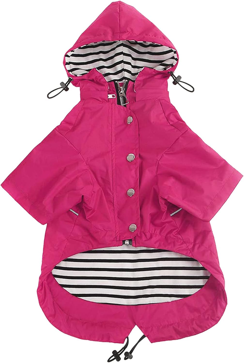 Dog Zip Up Raincoat with Reflective Buttons, Rain/Water Resistant, Adjustable Drawstring, Removable Hood, Raincoats with Legs 8lbs to 80lbs Available - Yellow - L