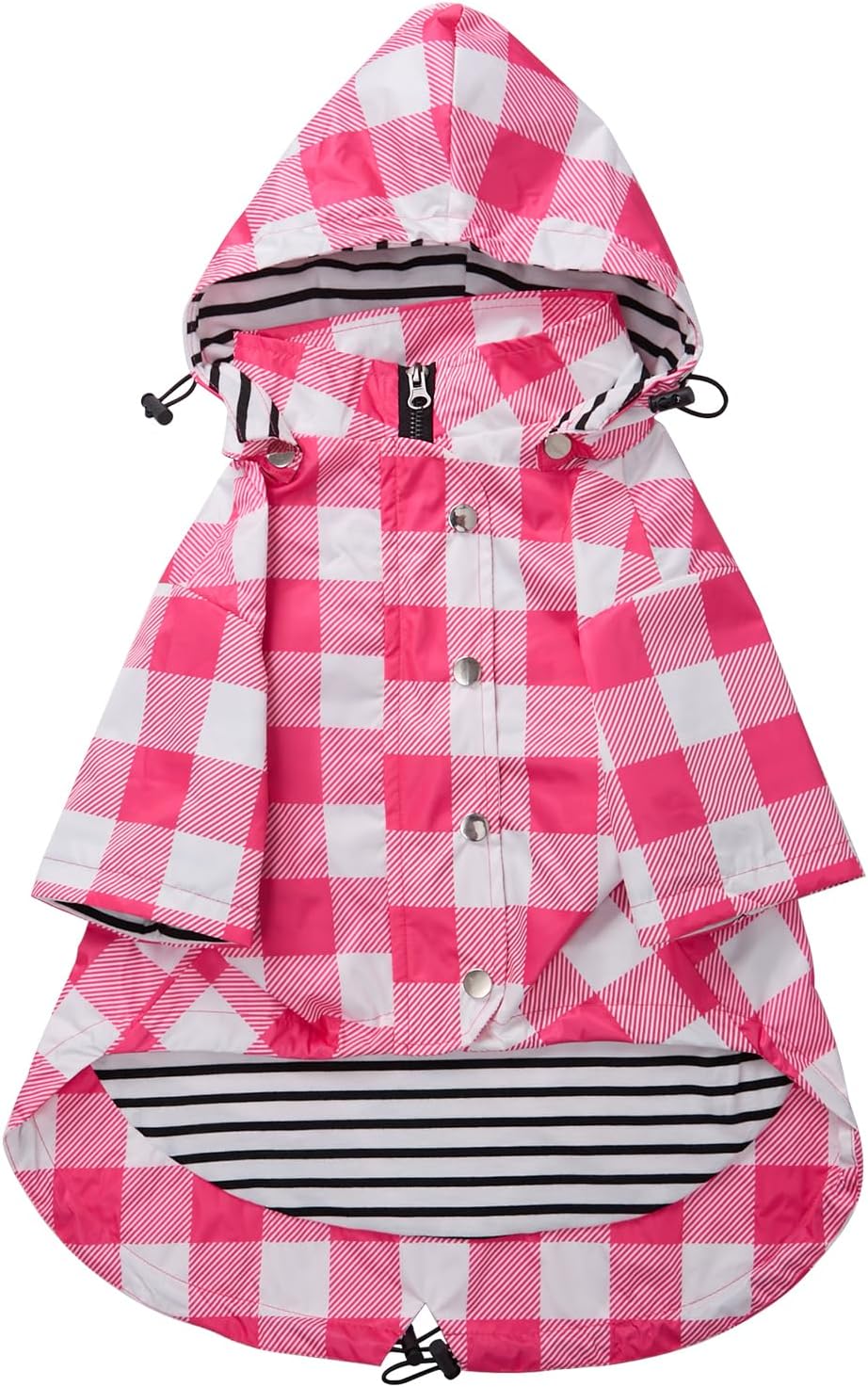 Dog Zip Up Raincoat with Reflective Buttons, Rain/Water Resistant, Adjustable Drawstring, Removable Hood, Raincoats with Legs 8lbs to 80lbs Available - Yellow - L