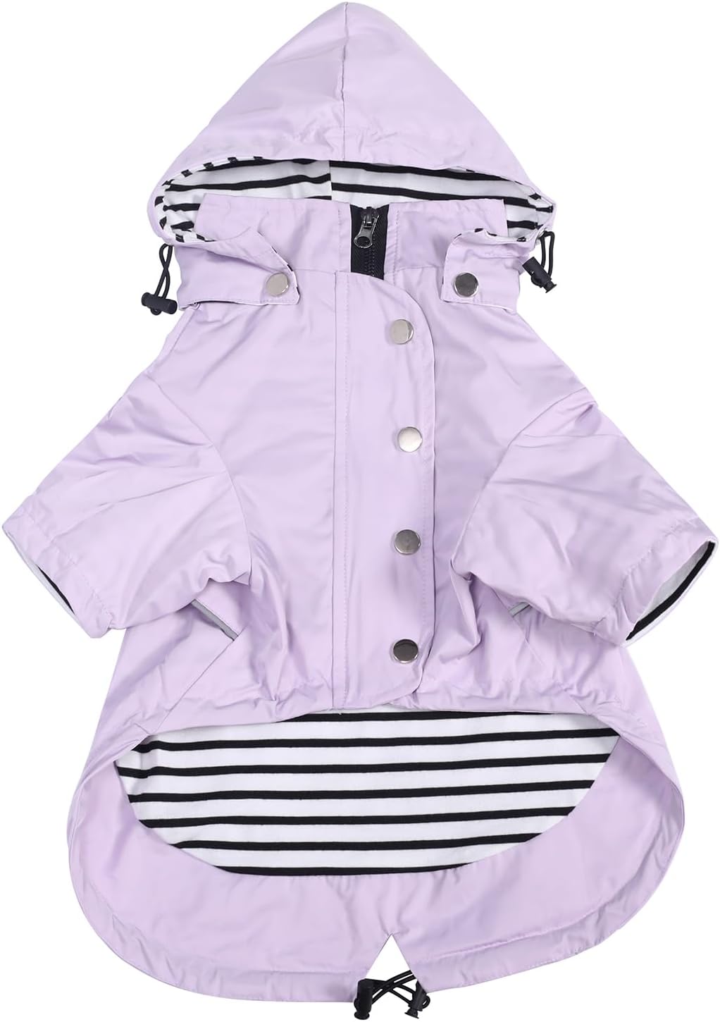 Dog Zip Up Raincoat with Reflective Buttons, Rain/Water Resistant, Adjustable Drawstring, Removable Hood, Raincoats with Legs 8lbs to 80lbs Available - Yellow - L