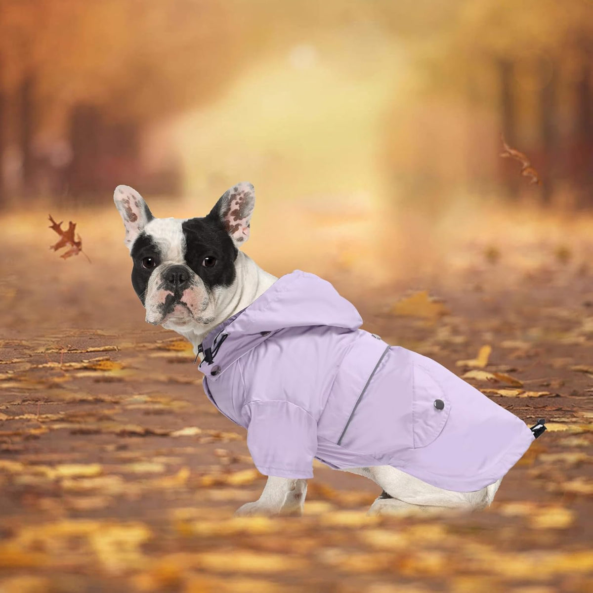 Dog Zip Up Raincoat with Reflective Buttons, Rain/Water Resistant, Adjustable Drawstring, Removable Hood, Raincoats with Legs 8lbs to 80lbs Available - Yellow - L