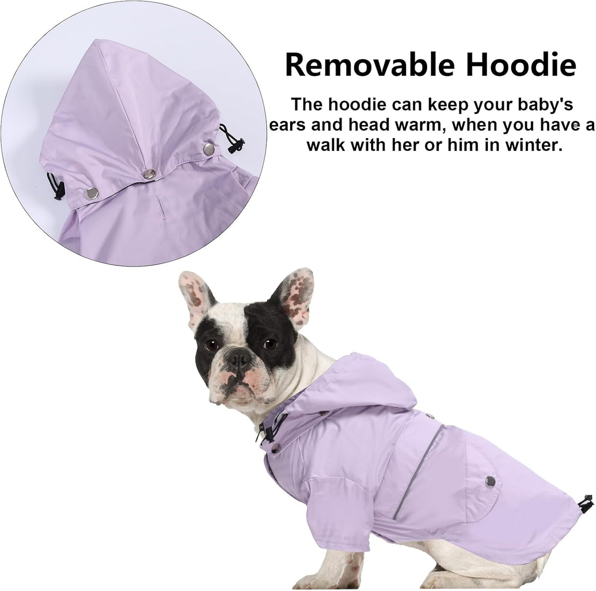 Dog Zip Up Raincoat with Reflective Buttons, Rain/Water Resistant, Adjustable Drawstring, Removable Hood, Raincoats with Legs 8lbs to 80lbs Available - Yellow - L