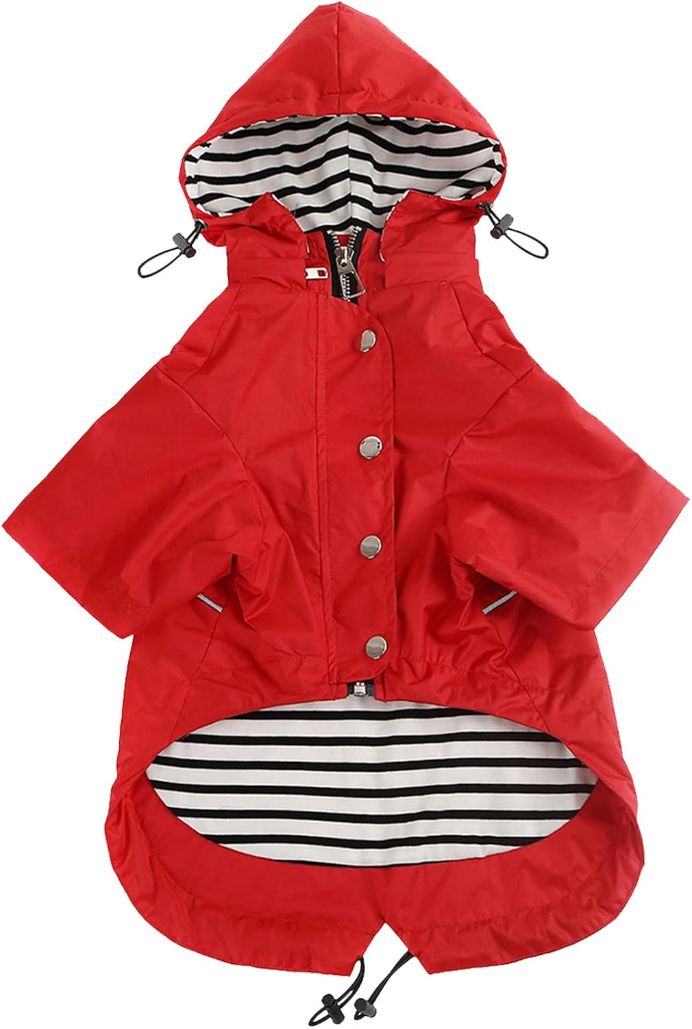 Dog Zip Up Raincoat with Reflective Buttons, Rain/Water Resistant, Adjustable Drawstring, Removable Hood, Raincoats with Legs 8lbs to 80lbs Available - Yellow - L