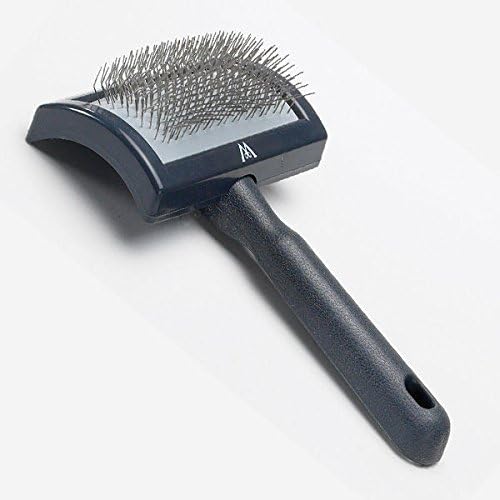 Stainless Steel Pins Universal Curved Pet Slicker Brush with Plastic Handle, Regular - MF120 13,Black