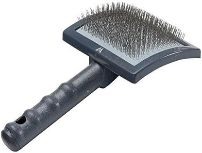 Stainless Steel Pins Universal Curved Pet Slicker Brush with Plastic Handle, Regular - MF120 13,Black