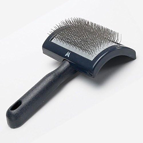 Stainless Steel Pins Universal Curved Pet Slicker Brush with Plastic Handle, Regular - MF120 13,Black