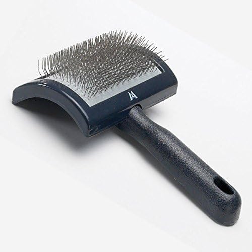 Stainless Steel Pins Universal Curved Pet Slicker Brush with Plastic Handle, Regular - MF120 13,Black