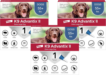 II XL Dog Vet-Recommended Flea, Tick & Mosquito Treatment & Prevention | Dogs Over 55 lbs. | 4-Mo Supply