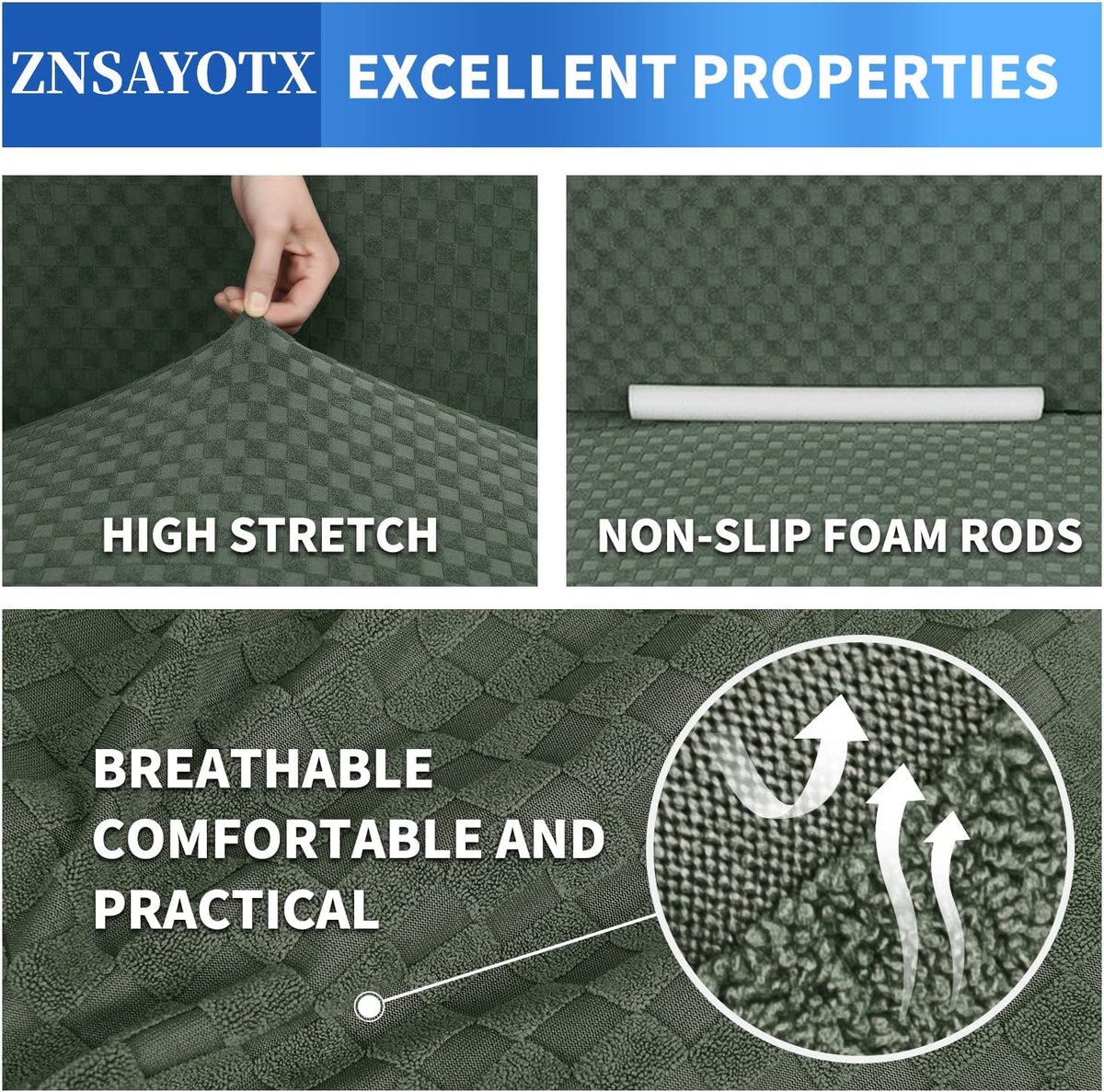 1 Piece Jacquard Couch Covers for 3 Cushion Couch Living Room High Stretch Sofa Cover Pets Dogs Friendly Anti Slip Thickened Slipcovers Furniture Protector (Sofa, Light Grey)